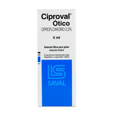 Ciproval - Ciprofloxacino (clorhidrato) 0,30% Solución ótica para gotas 5 mL
