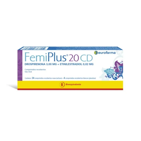 Femiplus®20 CD Drospirenona/etinilestradiol 3/0,02 mg Comprimido Recubierto - 28 Comprimidos Recubiertos - CNB