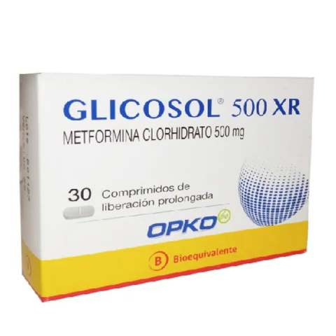 Glicosol® XR 500 Metformina Clorhidrato 500 mg - 30 Comprimidos Recubiertos