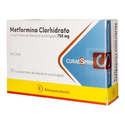 Metformina Clorhidrato 750 mg - 30 Comprimidos de Liberación Prolongada