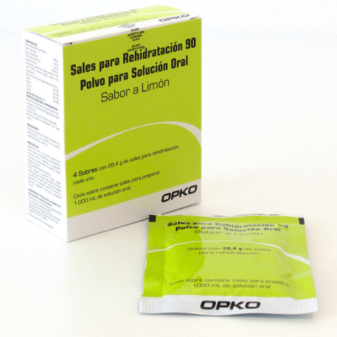 Sales rehidratantes 90 mEq de Sodio/litro Solución oral 4 Sobres